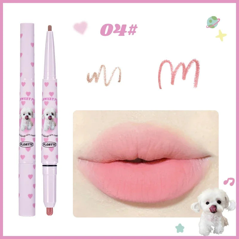 Flortte Waterproof Matte Lipliner Lip Pencil Double Ended Moisturizing Contour Tint for Long Lasting Non-Stick Finish