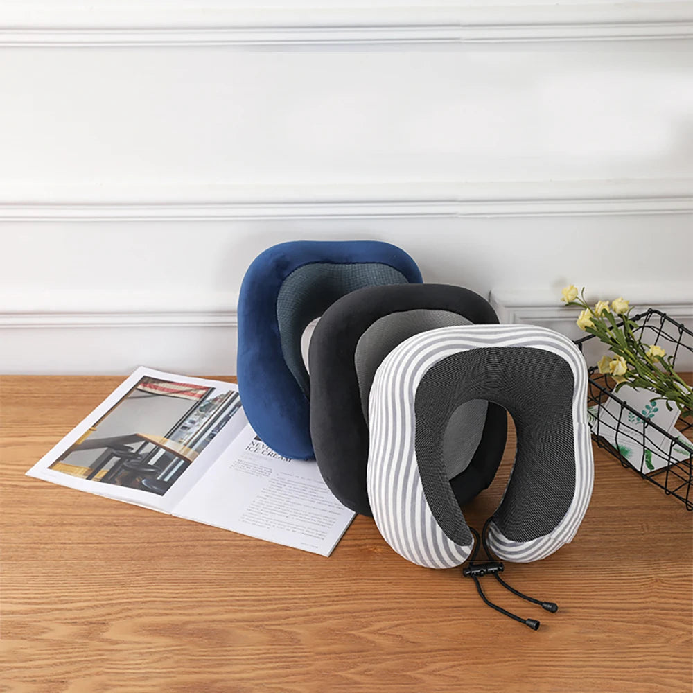 Soft Travel Pillow U Shaped Memory Foam Neck Cushion for Airplanes