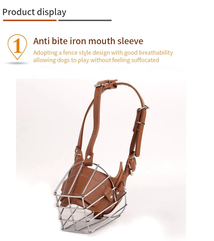 Adjustable Breathable Leather Dog Muzzle Anti Biting Protection Mask for Safe Pet Walking