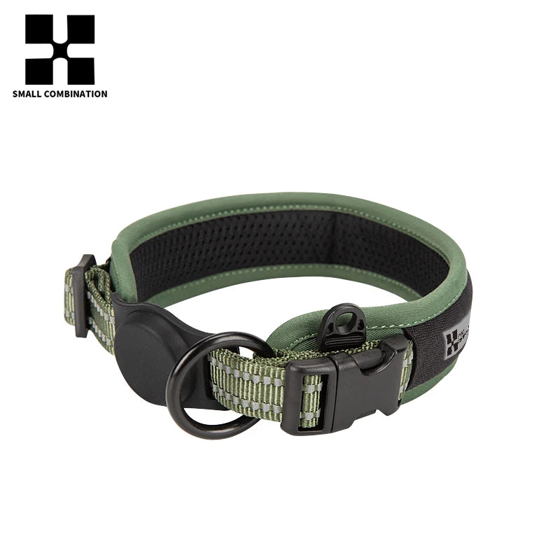 Personalized Adjustable Nylon Reflective Dog Collar with AirTag Holder for Small Medium and Large Dogs