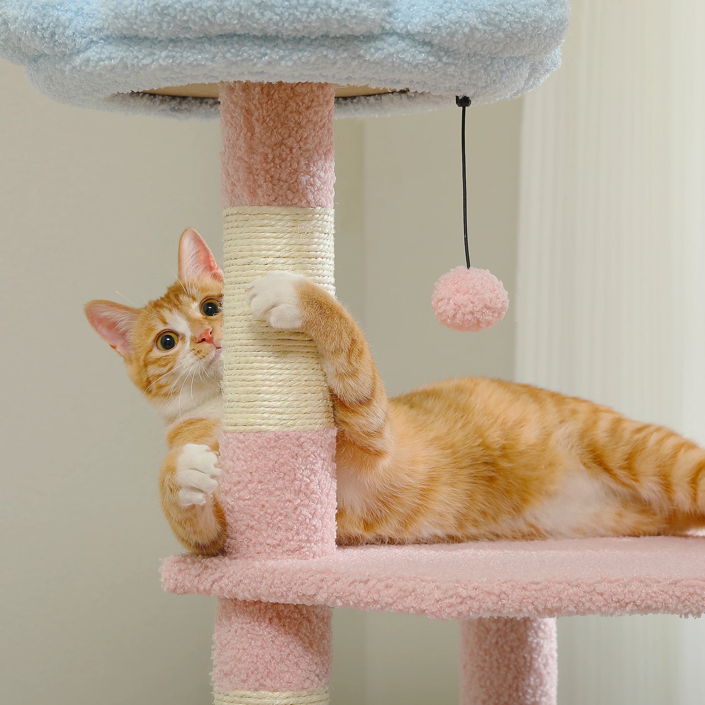 Flower Cat Tree Multi-Level Tower with Sisal Posts and Top Perch