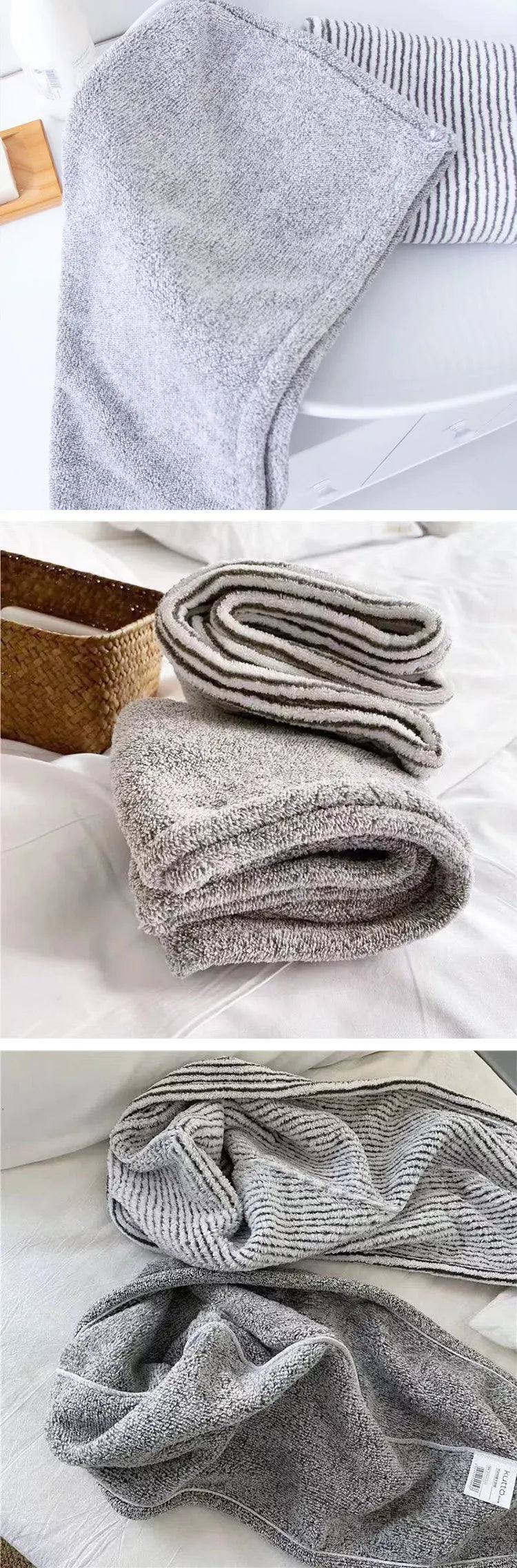 Wholesale Gray Bamboo Charcoal Dry Hair Caps for Home Use