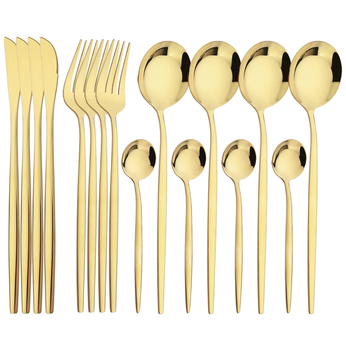 16 Piece Black and Gold Stainless Steel Cutlery Set Elegant Dinnerware Flatware for Home and Special Occasions