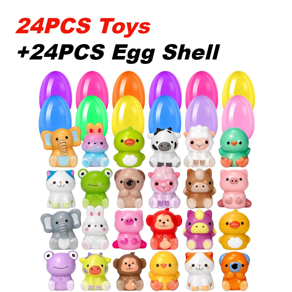 12/20/24/48Pcs Prefilled Easter Eggs with Plush Toys for Kids