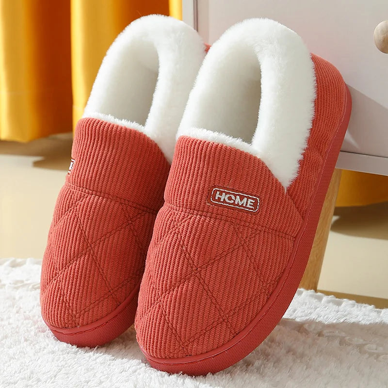 Comwarm New Women Slippers Plush Fur Thick Sole Antiskid