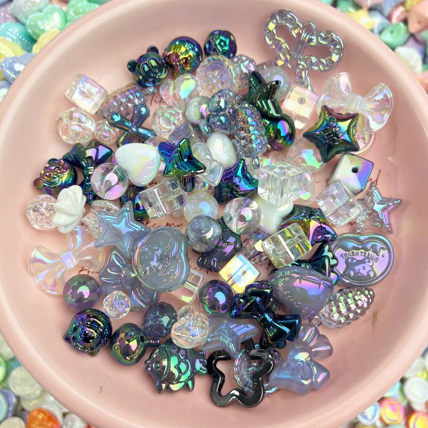 20g Y2K Mixed Bowknot Flower Heart Acrylic Cute Beads for DIY Jewelry Craft