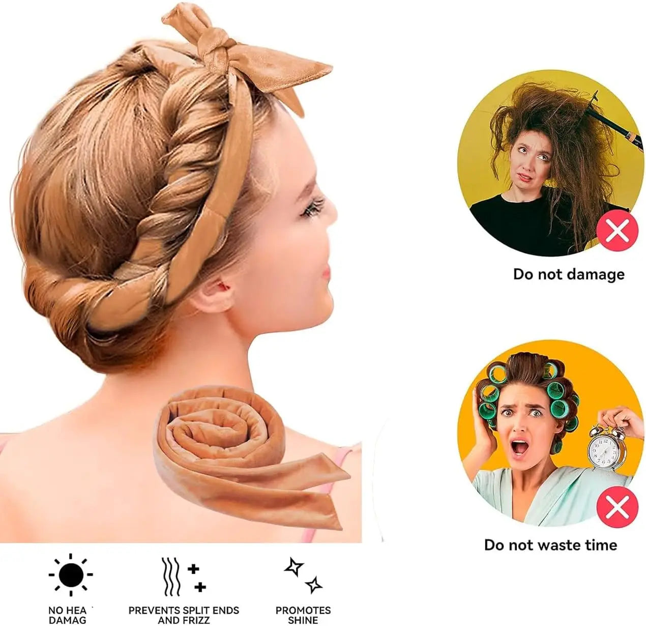 Heatless Curls No Heat Curlers Overnight Headband for Women