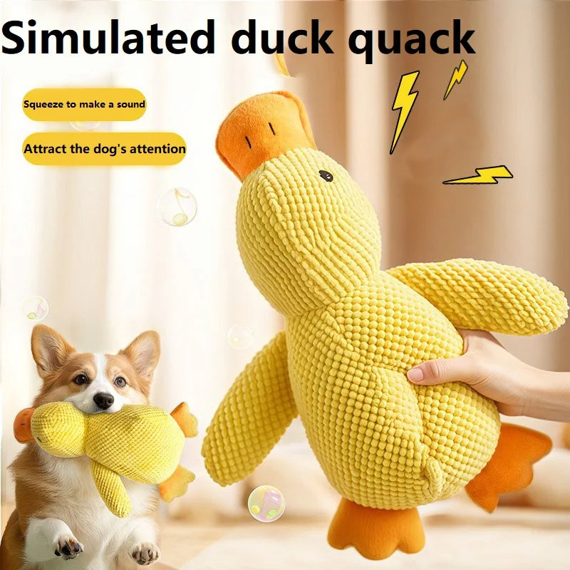 Dog Toy Plush Companion Bite Resistant Teeth Grinding Sound Relief Duck Sound Toy Interactive Pet Toys GWJ15