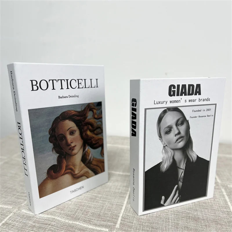 2 Piece Luxury Fake Book Decoration Set for Home and Cafe Decor Vintage Style Ornaments for Study and Club