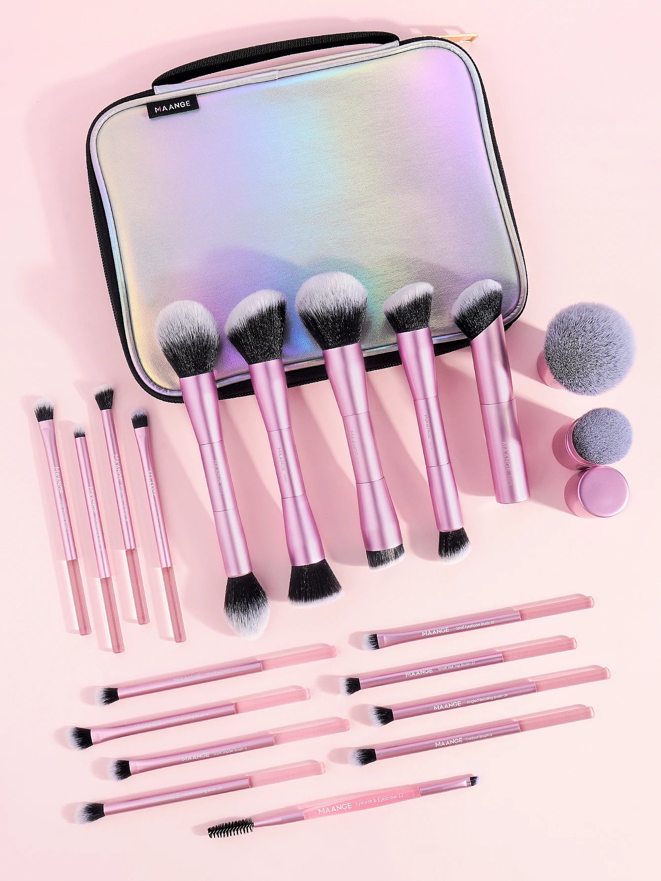 MAANGE 20 Piece Professional Makeup Brush Set with Dual Ended Brushes and Storage Bag
