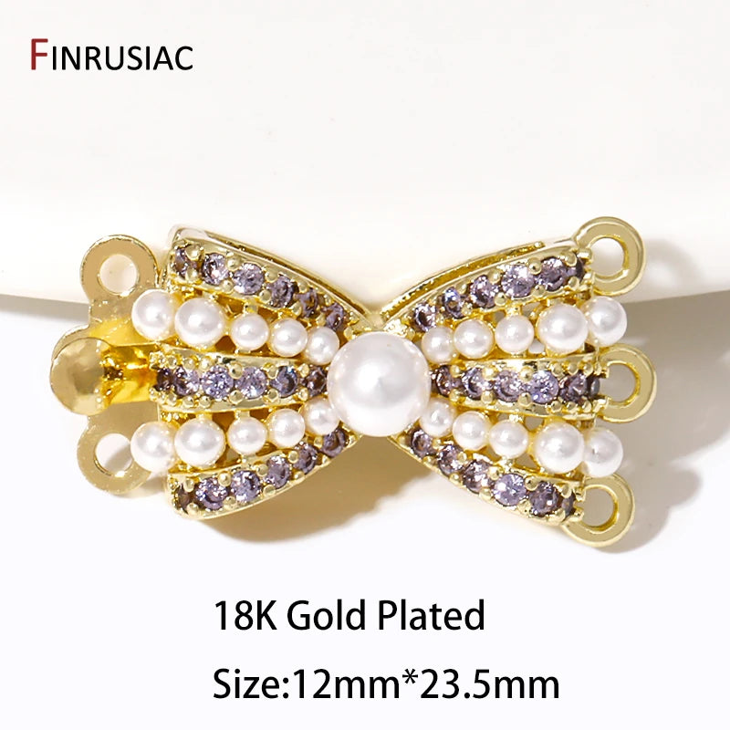Multi Styles 18K Gold Plated Brass Flower Safety Clasps for DIY Jewelry