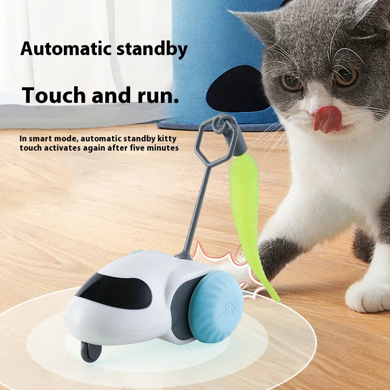 Smart Interactive Cat Toy Car Auto-Running Vehicle with Obstacle Detection for Indoor Cats