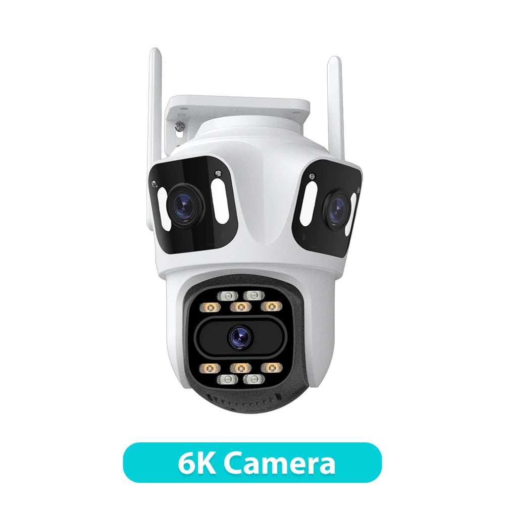 Three Lens 6K HD Outdoor PTZ IP Camera with Auto Tracking and WiFi Dual Lens Wireless CCTV Security System