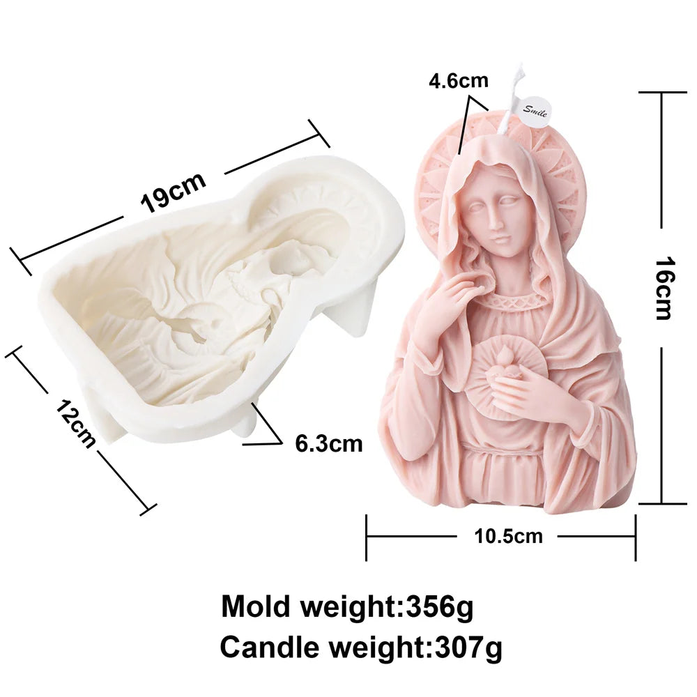 Religious Blessed Virgin Mary Candle Silicone Mold for Crafts