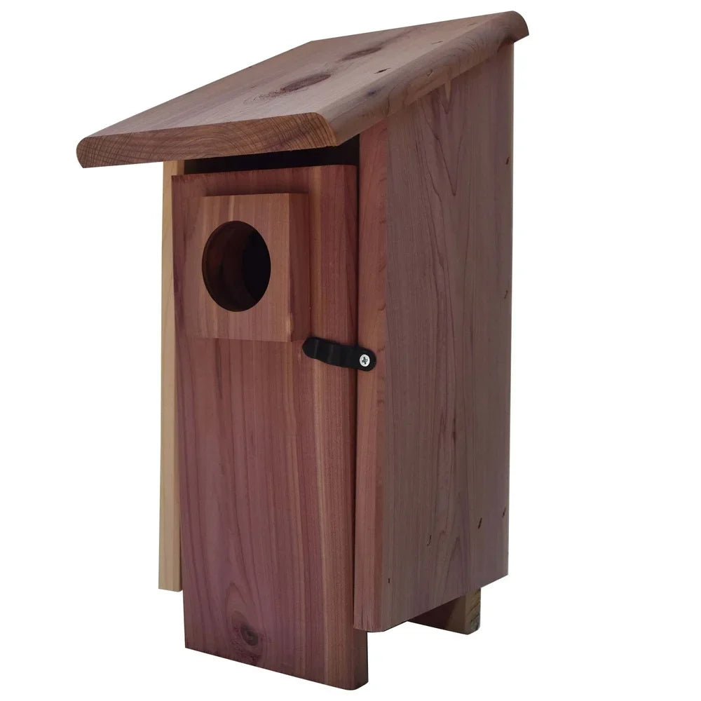 Red Cedar Bluebird House Outdoor Nesting Box Easy Clean Ventilated Mounting Pole Flush Weather Resistant Wild Bird Shelter