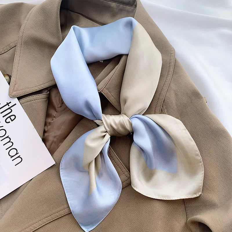 Luxury 2024 Plaid Print Silk Scarf for Women 70cm Shawl