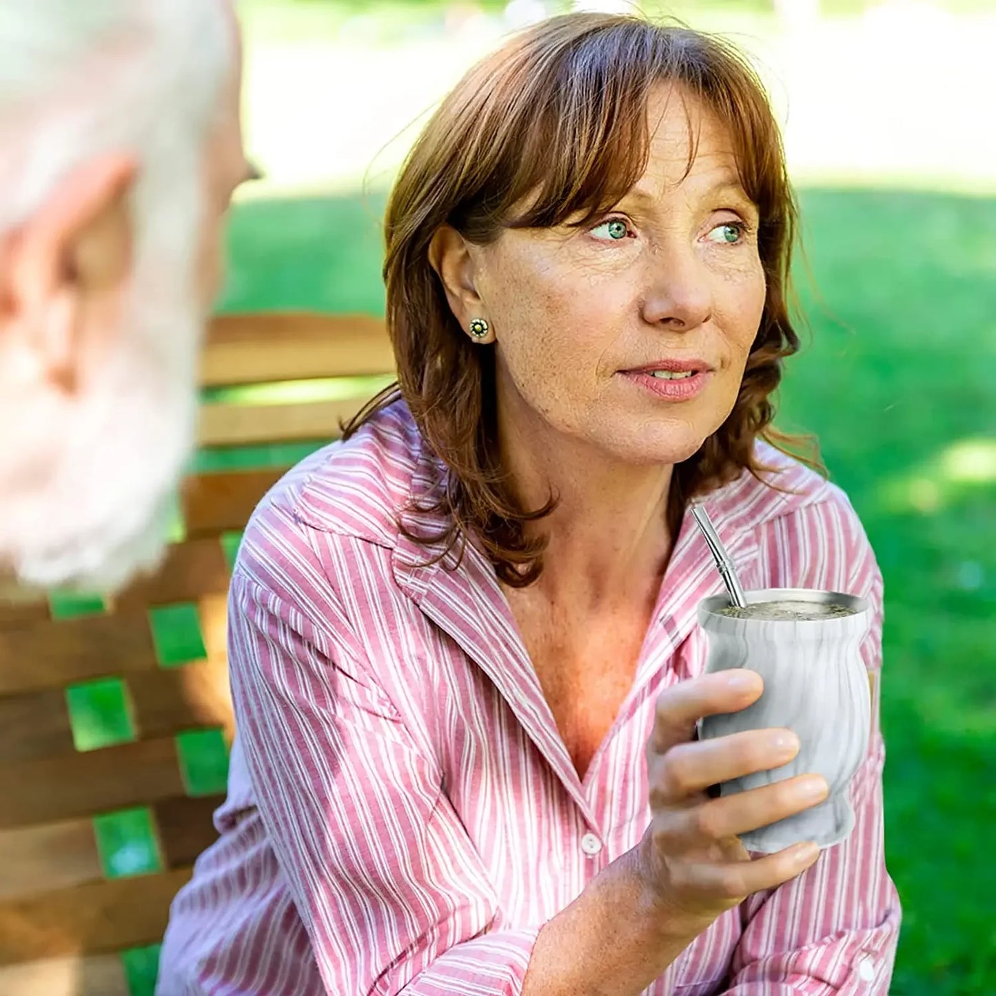 Yerba Mate Natural Gourd Tea Cup Set With Lid 230ML Includes 2 Bombillas