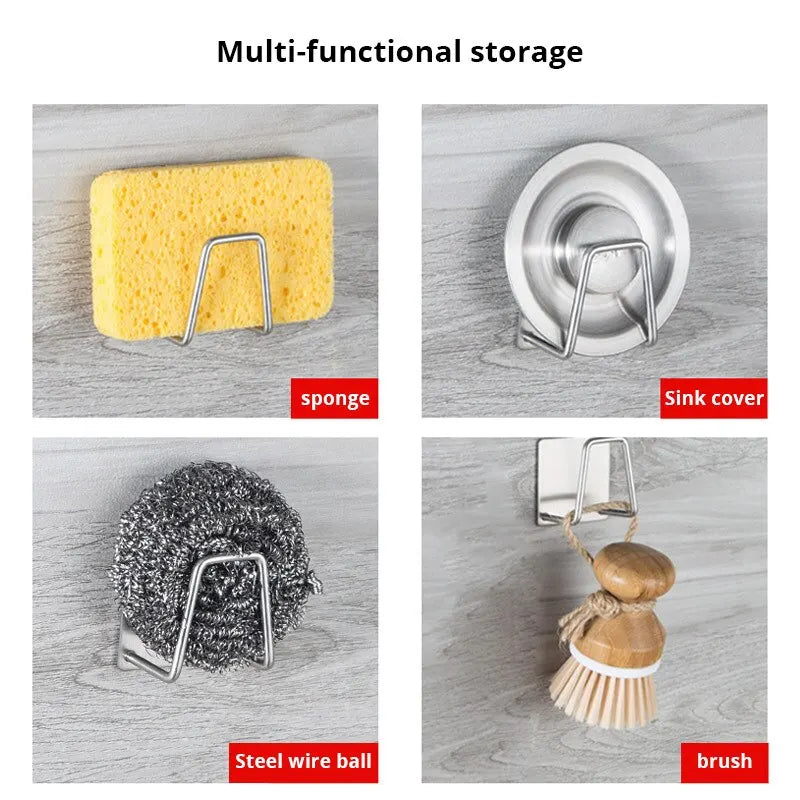 1pc Stainless Steel Sink Sponge Rack For Steel Wire Ball Storage