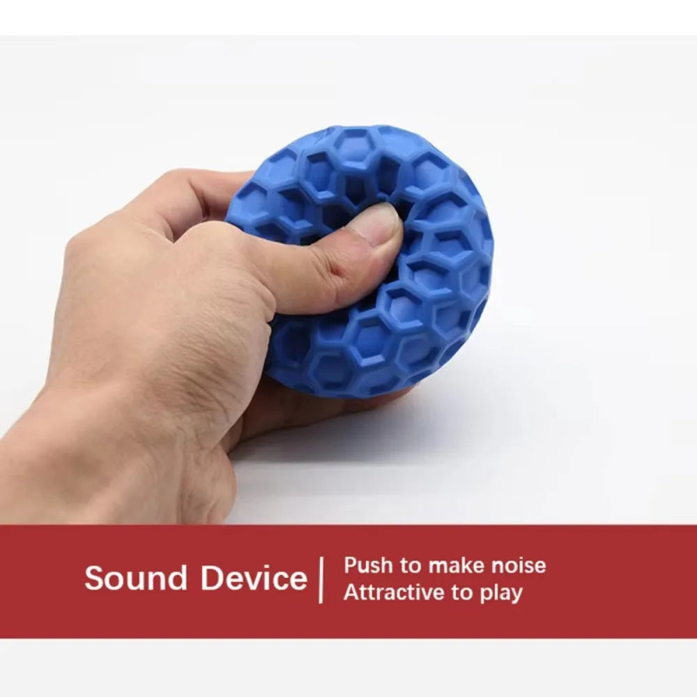 New Dog Toys Bite Resistant Interactive Throwing Sound Honeycomb Balls Natural Rubber Teething Clean Teeth Toys Pet Products
