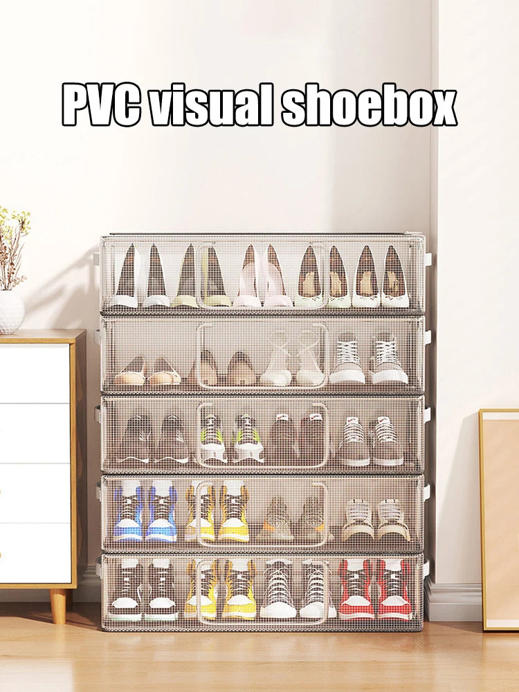 1PC Pvc Shoe Basket Bed Bottom Shoe Storage Box Dust-Proof Transparent Organizer