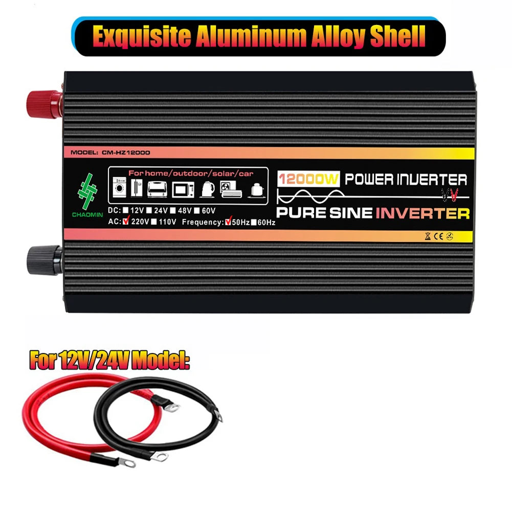 10000W/12000W Car Inverter LCD Display Pure Sine Wave Inverter DC 12V to AC 220V