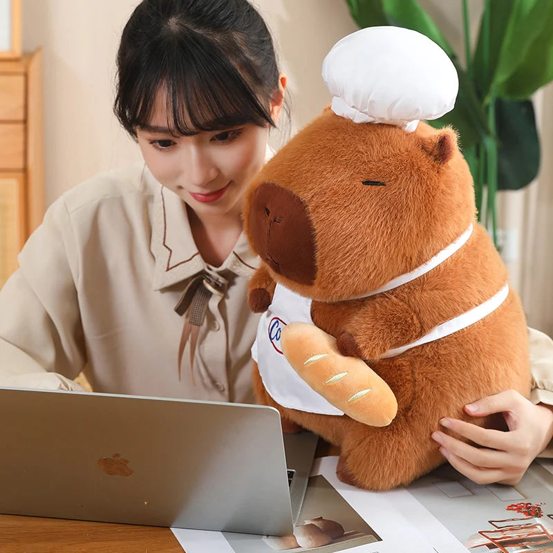 Chef Capybara Plush Doll Cute Capibara Soft Stuffed Animal