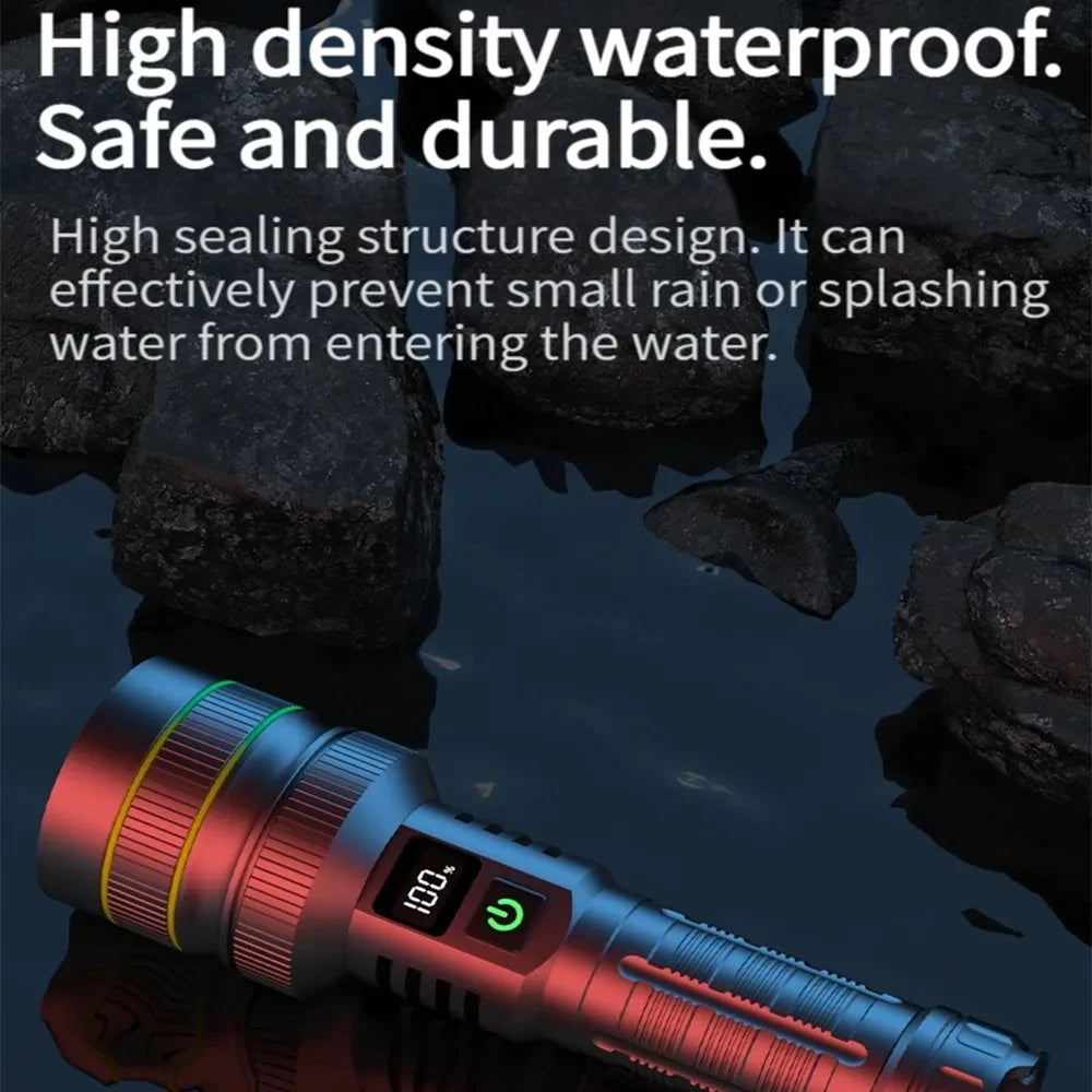 Powerful Rechargeable LED Flashlight with Long Range Zoom for Outdoor Adventures