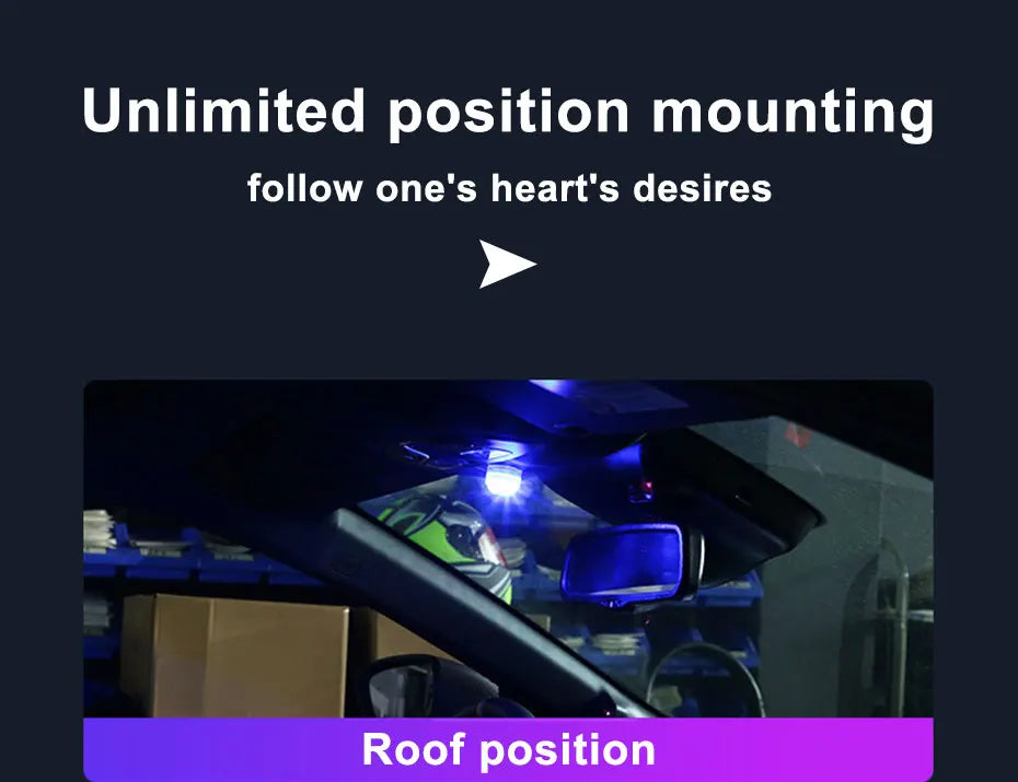 BLALION Wireless Adhesive LED Car Interior Ambient Light Remote Control Auto Roof Foot Lamp Bicycle Tail Light