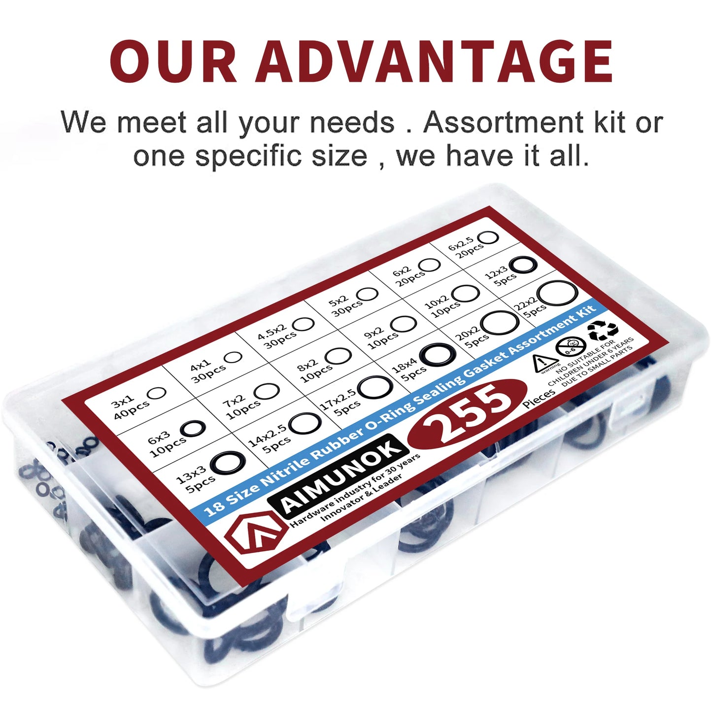 Kit de 255 juntas tóricas de goma, kit surtido de juntas de sellado de arandela NBR de 18 tamaños métricos, para grifos de plomería, automóviles, aire o gas