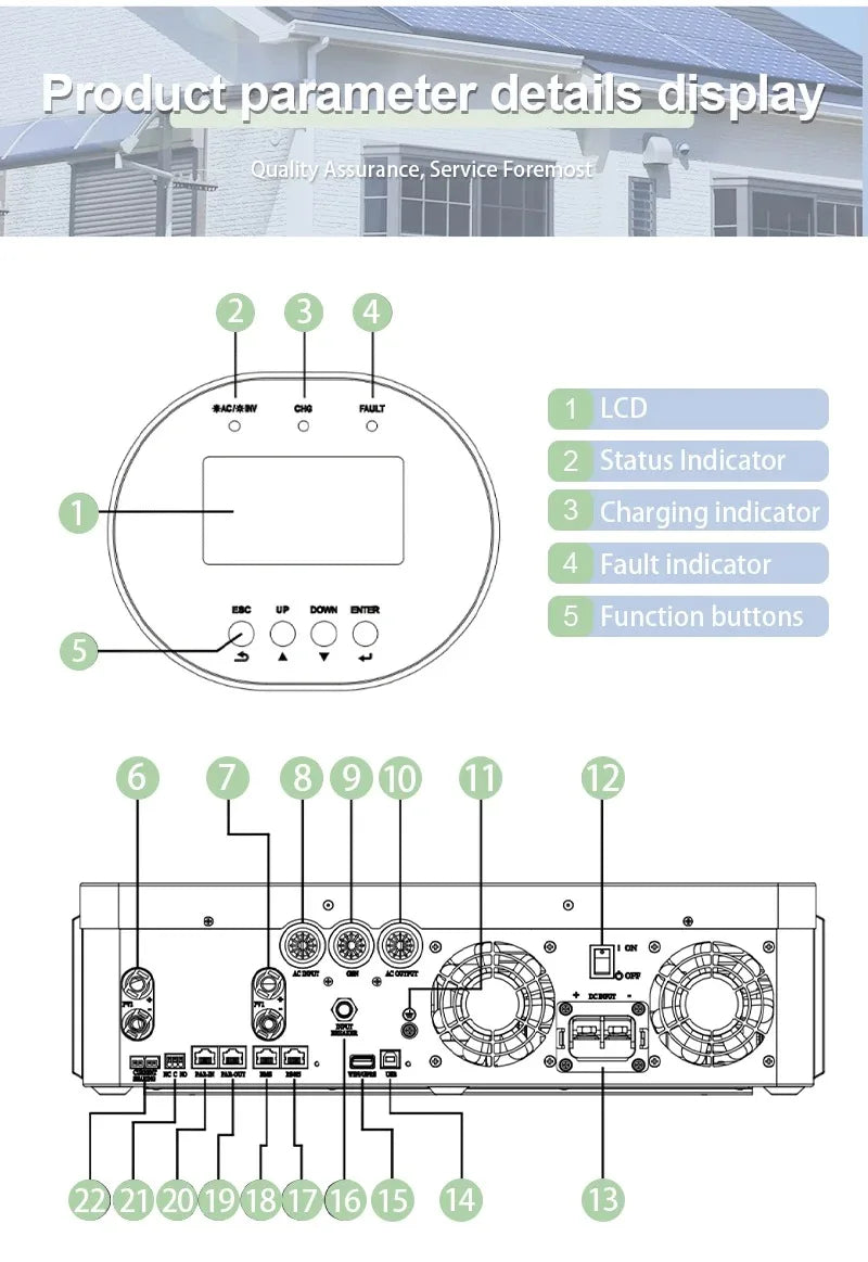 Growatt 6KW Off Grid Inverter SPF 6000 ES Plus WiFi Hybrid