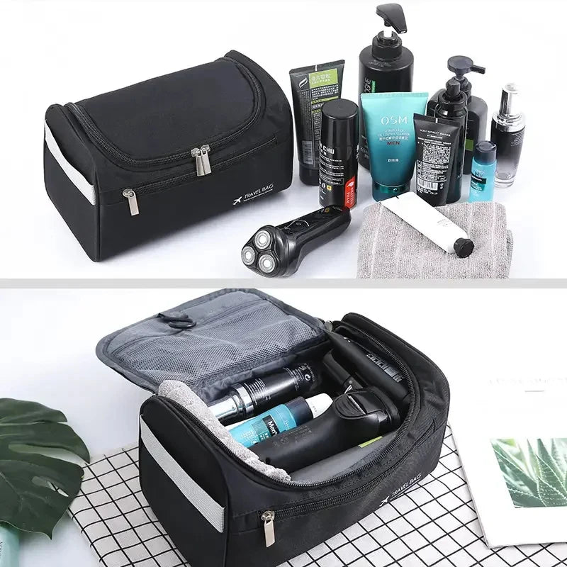 Men Vintage Luxury Toiletry Bag Travel Organizer Waterproof Makeup Case Hanging Storage for Business and Personal Use