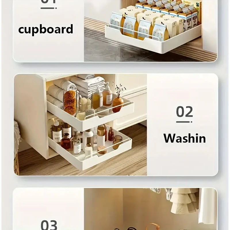 New Kitchen Storage Rack with Slide Rails Pull-out Drawer Organizer