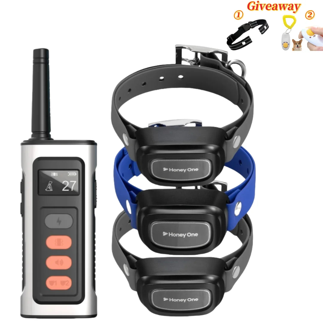 3500FTDigital Dog Training Collar Waterproof Rechargeable Remote Control Pet with LCD Display for All Size Shock Vibration Sound