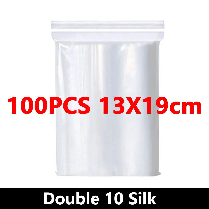 100Pcs Thicken Zipper Sealed Bags Clear Plastic Storage Bags for Jewelry and Food Packing