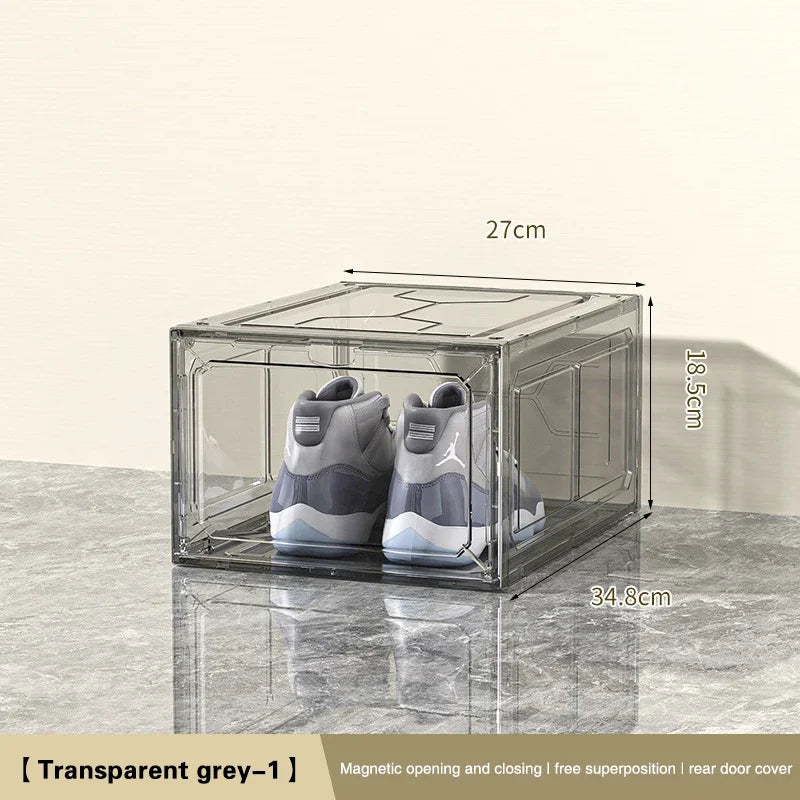 Transparent Shoe Box Magnetic Suction Door Dustproof Storage Box
