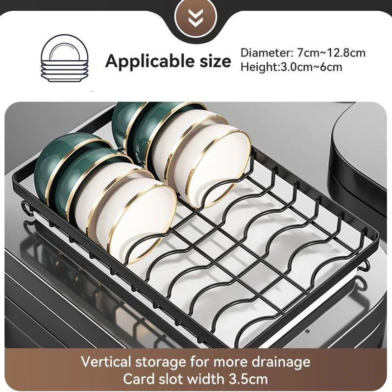 2-Tier Compact Dish Drying Rack Set with Drainboard Large Rust-Proof Dish Drainer and Utensil Holder for Efficient Kitchen Organization