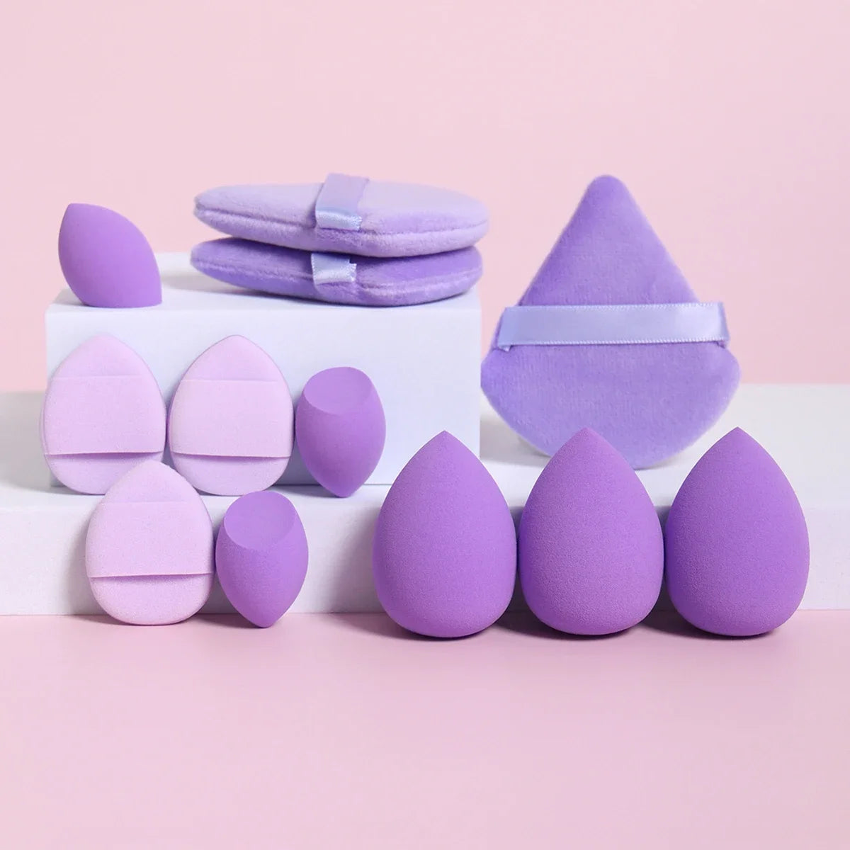 12Pcs Makeup Sponge Velvet Triangle Powder Puff Set for Flawless Liquid Foundation Application