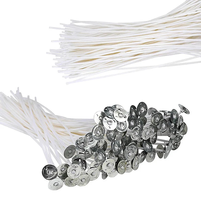 120Pcs Waxed Cotton Candle Wicks with Stand for DIY Candle Making Supplies
