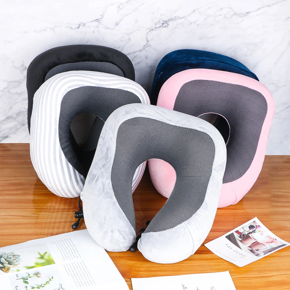 Soft Travel Pillow U Shaped Memory Foam Neck Cushion for Airplanes
