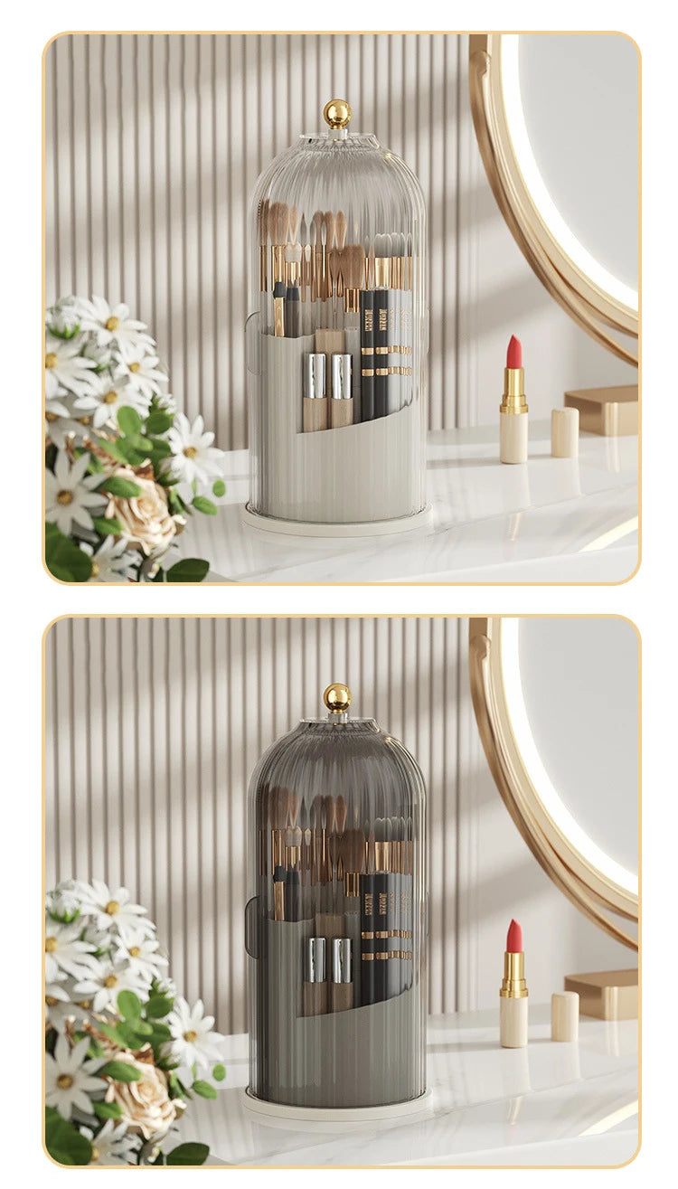 360 Degree Rotating Makeup Brush Holder With Lid Luxury Organizer