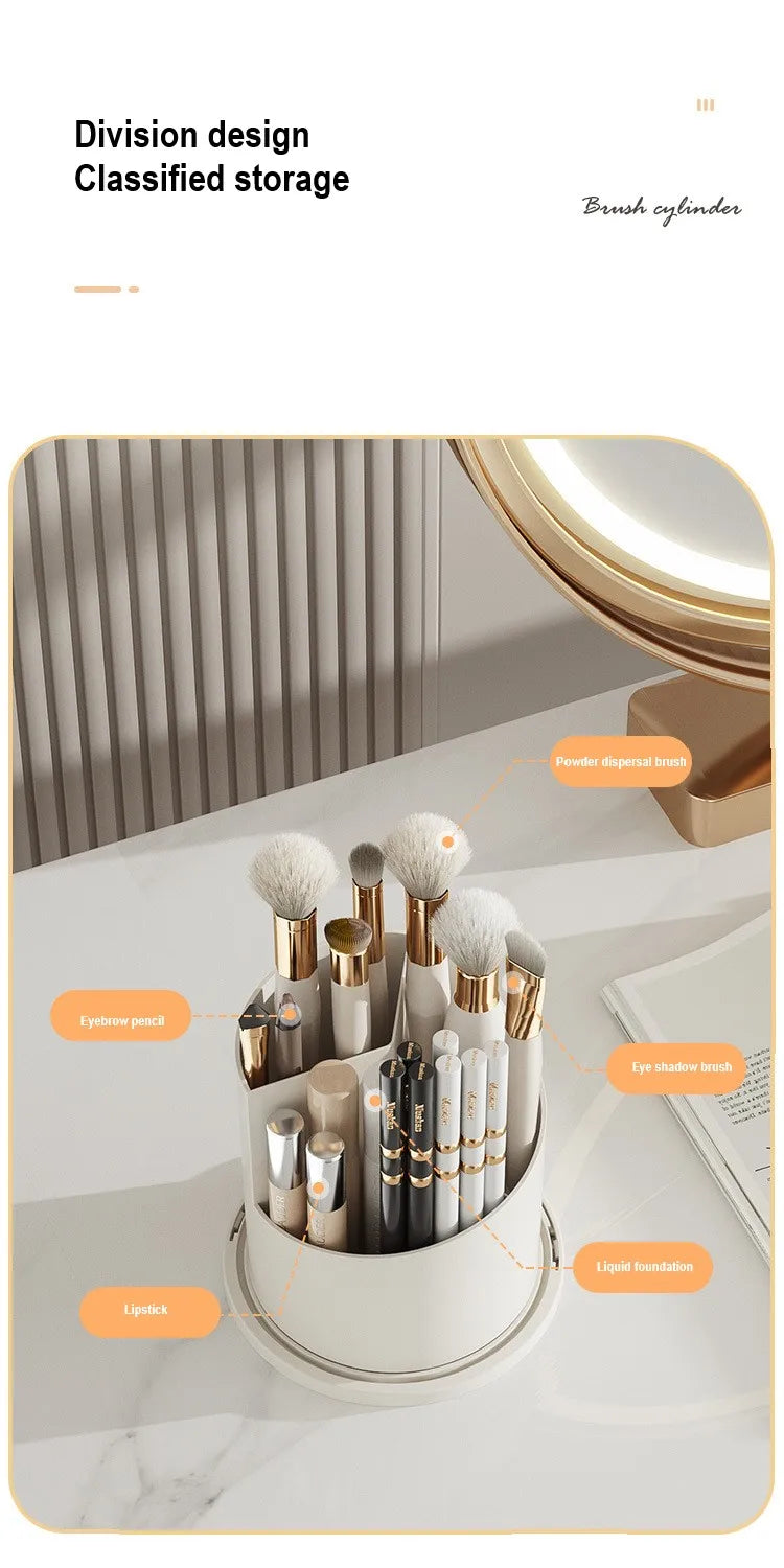 360 Degree Rotating Makeup Brush Holder With Lid Luxury Organizer