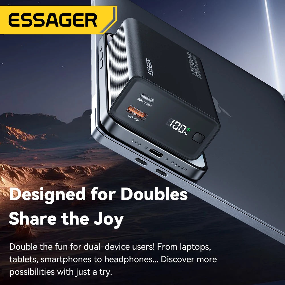 Essager Power Bank 20000mAh Portable PD 65W Fast Charger