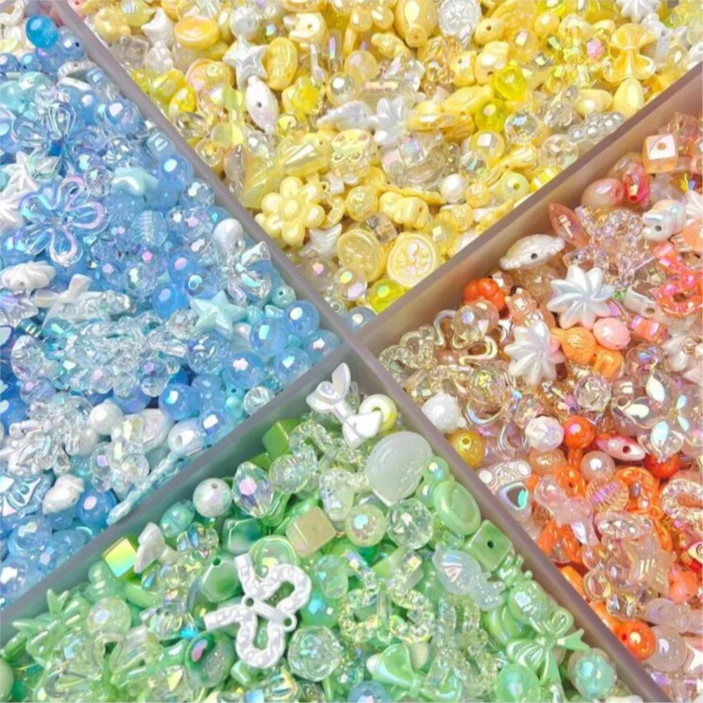 20g Y2K Mixed Bowknot Flower Heart Acrylic Cute Beads for DIY Jewelry Craft