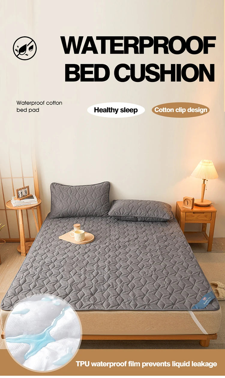 Waterproof Mattress Topper with Elastic Band Quilted Protector Pad for Single/Double Bed 140/160