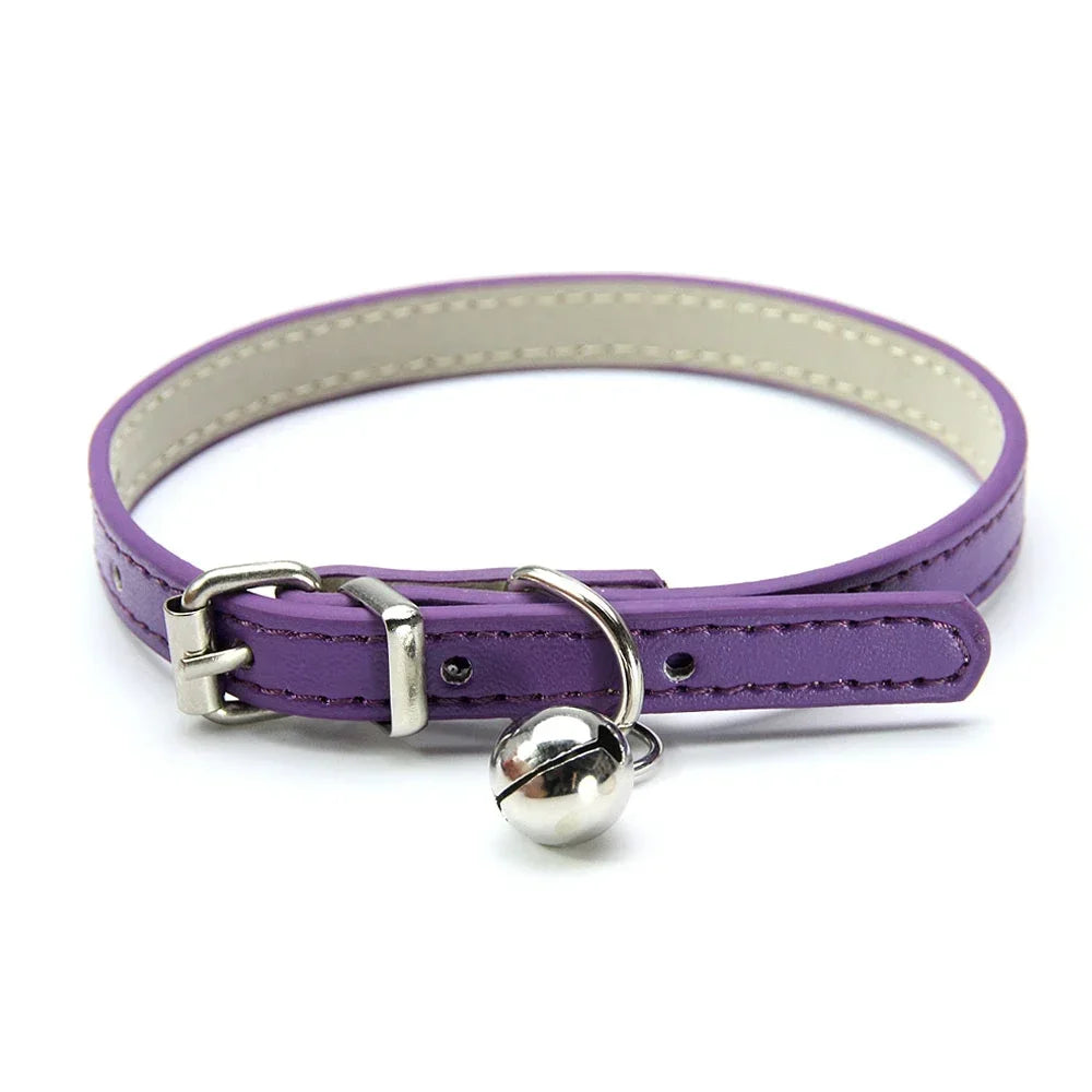 Cute Leather Cat Collar With Bell Safety Puppy Necklace Collars For Cat Small Dog Kitten Chihuahua Accessories Pet Products