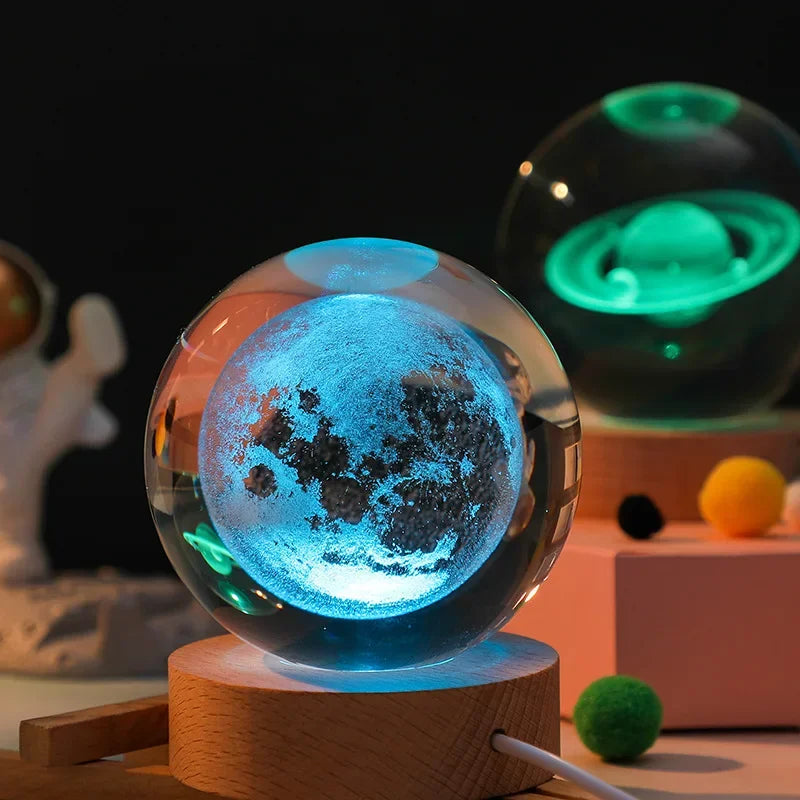 Crystal Ball LED Night Light 3D Saturn Solar System Lamp
