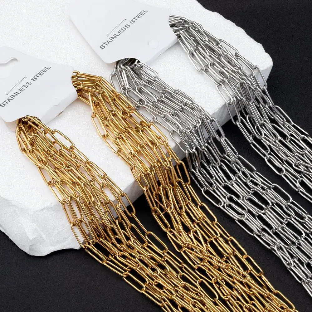 5pcs Adjustable Stainless Steel Necklace Chains for DIY Jewelry