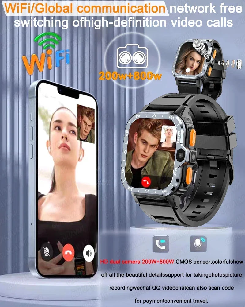 2025 New 5G SIM Card Small Fast Internet Smart Watch HD Dual Camera 64GB ROM NFC GPS WiFi Google Play Smart Bracelets For XIAOMI