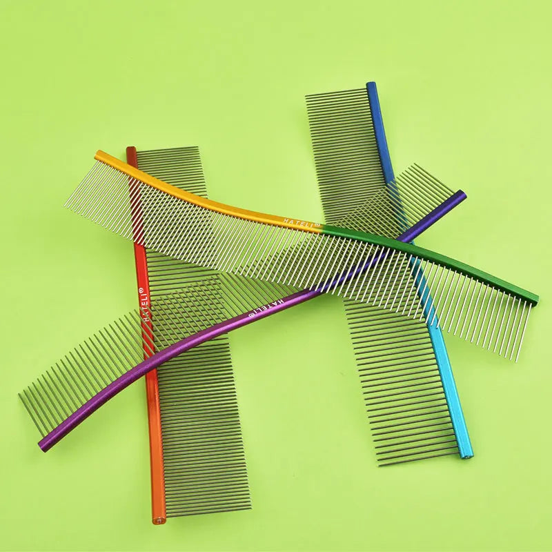 22cm S-Shaped Stainless Steel Pet Grooming Comb for Cats and Dogs with Dense Teeth for Effective Hair Removal and Cleaning