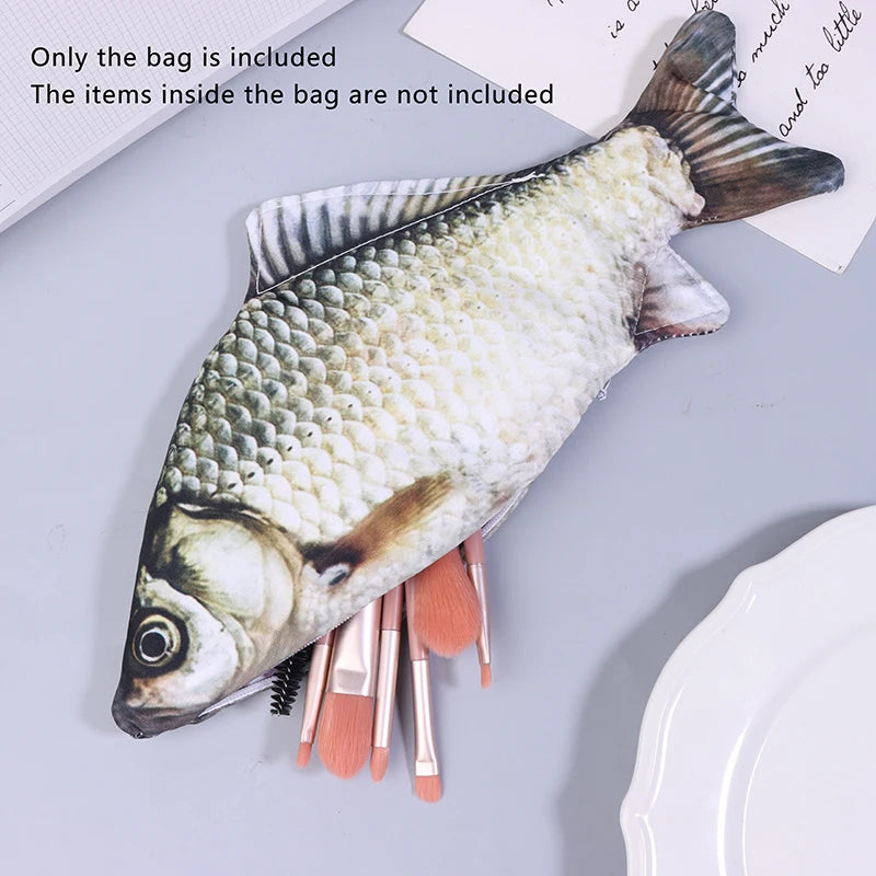 1pc Crucian Carp Pen Bag Realistic Fish Makeup Pouch Case